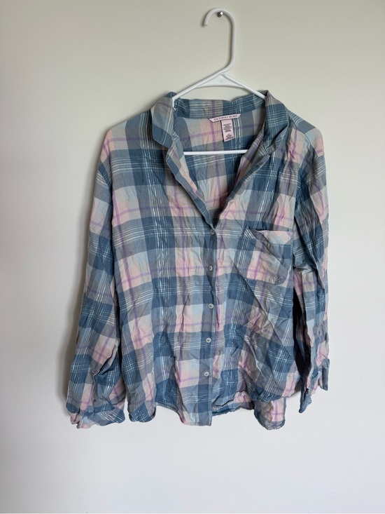 Victoria's Secret Other - Victoria's Secret Blue and Pink Plaid Button-Up Shirt